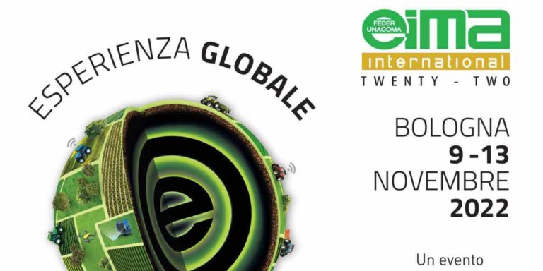 Immagine grafica, date e logo di Eima 2022 - fiera dedicata alle macchine agricole e da giardinaggio